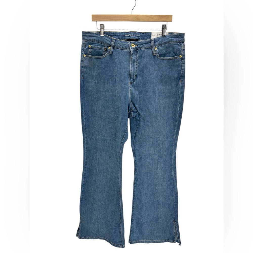 INC High Rise Flare Split Jeans Light Indigo Wash Y2K Boho Western Plus Curvy 18